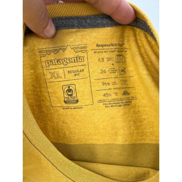 Patagonia Responsibili-Tee Recycled XL Yellow Casual Outdoors Men's Shirt - Picture 5 of 8